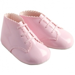 Baby Girls Pink Patent Lace Up Baypods Pram Boots